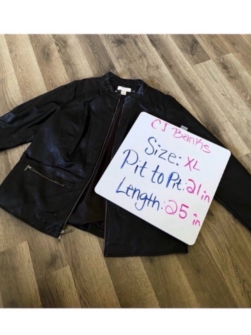 CJ BANKS BLACK FAUX LEATHER JACKET - Picture 6 of 6